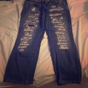 Blue ripped jeans-Torrid